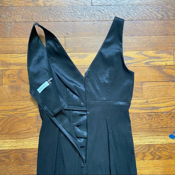 Calvin Klein black sateen deep V neck sheath Midi Dress size 2 - Picture 7 of 9
